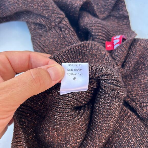 STAUD Cerro Knit Metallic Top Bustier Long Sleeve Bronze Small Cropped Shirt - Picture 8 of 8